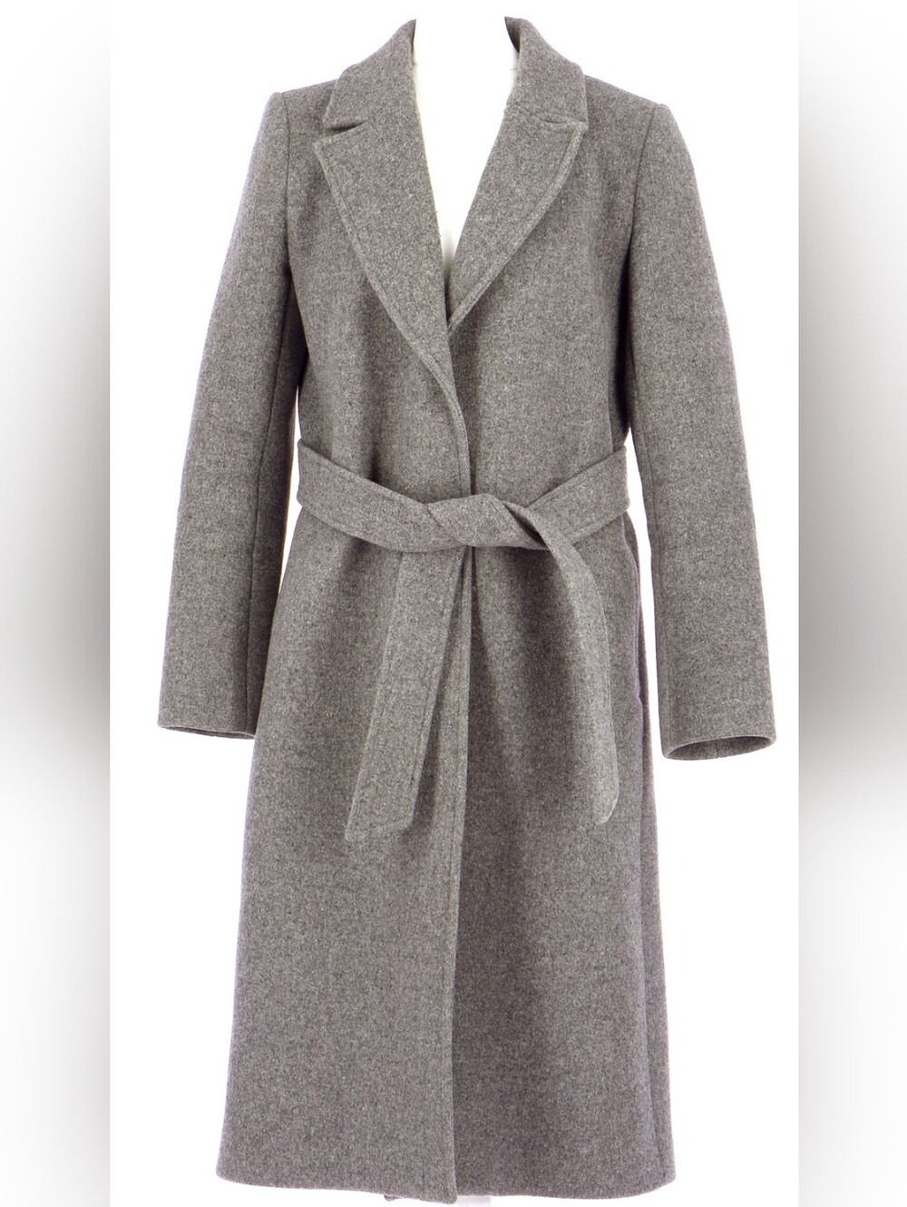 Claudie Pierlot Grey Belted Wool Cashmere Long Coat